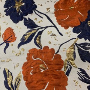 Brocade - Rust Orange and Navy Blue 610894 (Low Stock - Up to 5 Yds. Available)