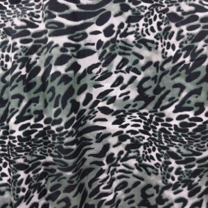 Leopard Stretch Cotton - Green and White 608138