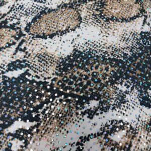Snake - Animal Stretch Sequin - Tan, Black 608193