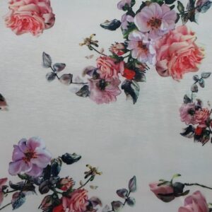 Stretch Taffeta - Floral Print w/ Rose 606488