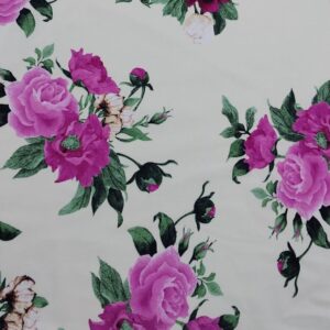 Stretch Taffeta - Floral Print w/ Rose 606488