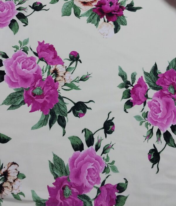 Stretch Taffeta - Floral Print w/ Rose 606488