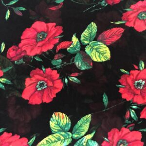 Chiffon Print - Floral - Black, Red 610849