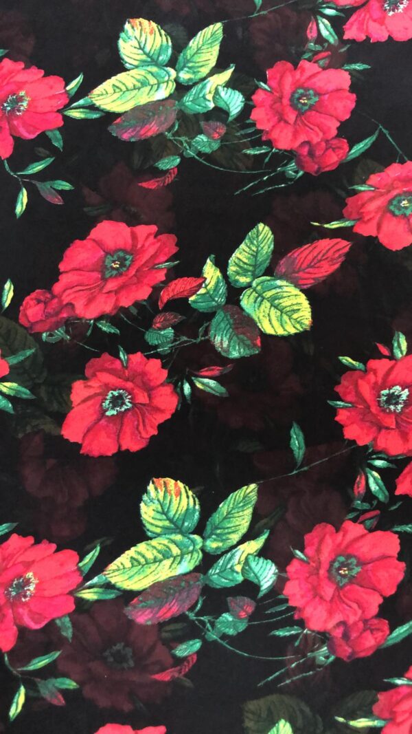 Chiffon Print - Floral - Black, Red 610849