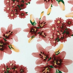 Chiffon Print - Floral - Ivory, Red 610848