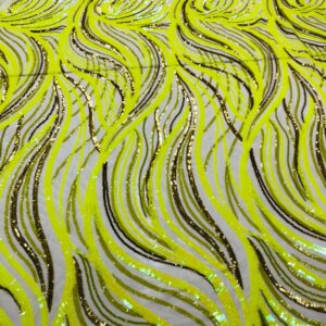 Stretch Sequin Lace - Neon Yellow - 1001456