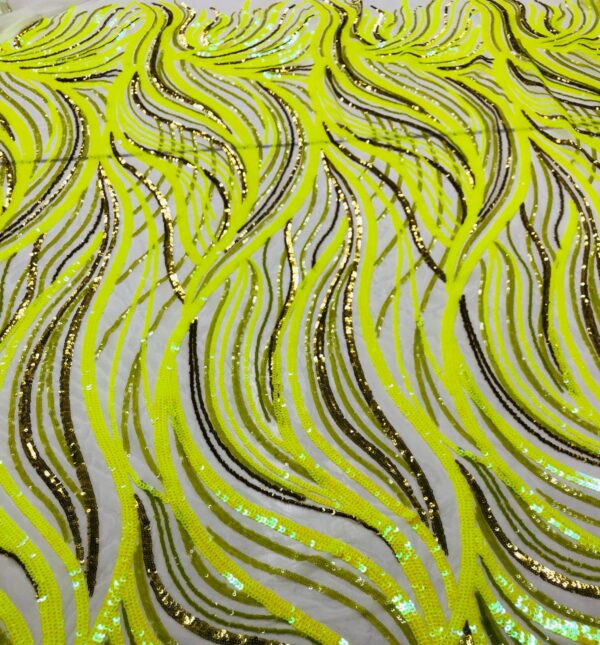 Stretch Sequin Lace - Neon Yellow - 1001456