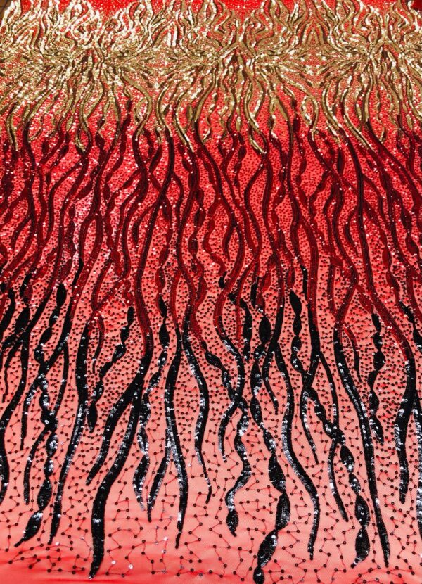 Stretch Sequin Lace - Red & Black - 1001469 (Low Stock - Up to 5 Yds. Available)