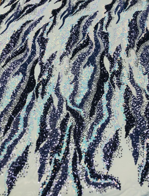 Stretch Sequin Lace - Navy & Baby Blue - 1001474 (Low Stock - Up to 5 Yds. Available)