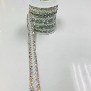 Trim - Rope Beaded Rhinestone - White & Iridescent 1/2"
