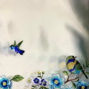 40cm Valance - Embroidery Satin - Birds - 612286
