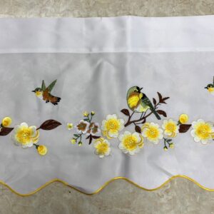 40cm Valance - Embroidery Satin - Birds - Yellow - 612295